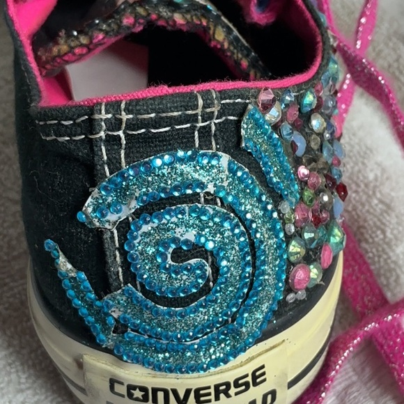 Converse Kids Sneakers with Pink and Black Glitter - Picture 4 of 7